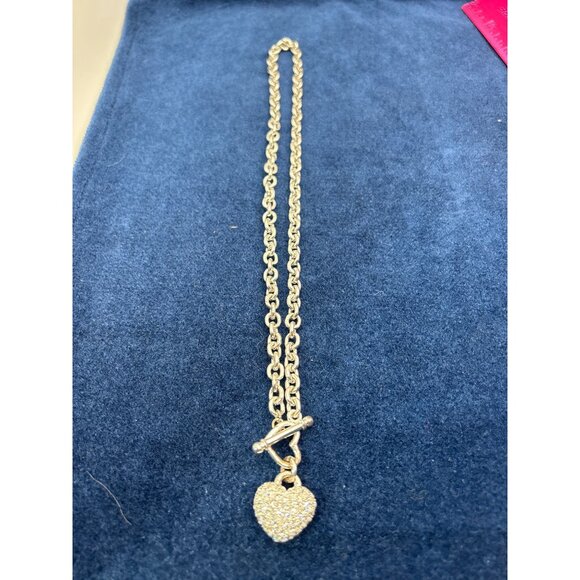 Joan Rivers Pave Heart Pendant Necklace gold tone - Picture 1 of 5